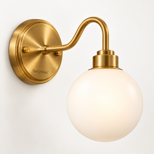 Brookwilden Brass Arc Opal Globe Wall Sconce image 1