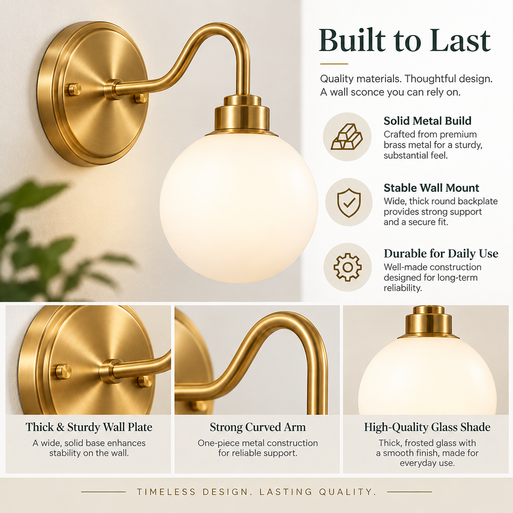 Brookwilden Brass Arc Opal Globe Wall Sconce image 4