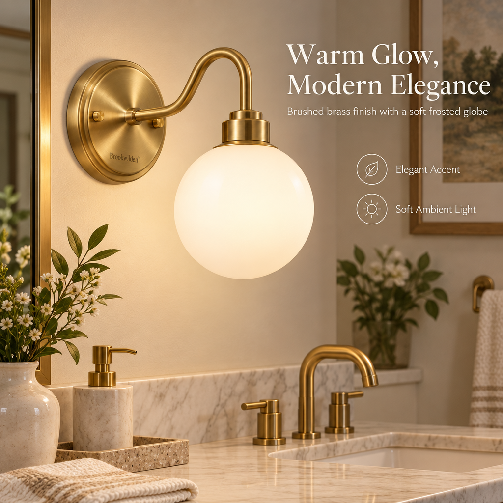 Brookwilden Brass Arc Opal Globe Wall Sconce image 5