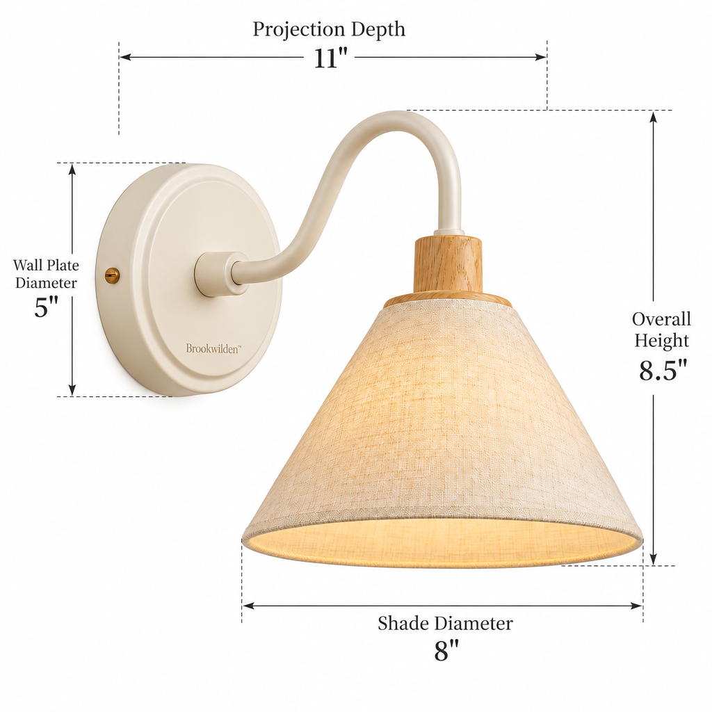 Brookwilden Linen Cone Wood Accent Wall Sconce image 2