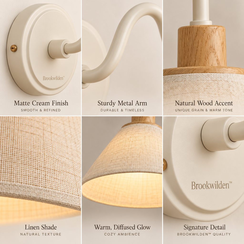 Brookwilden Linen Cone Wood Accent Wall Sconce image 3