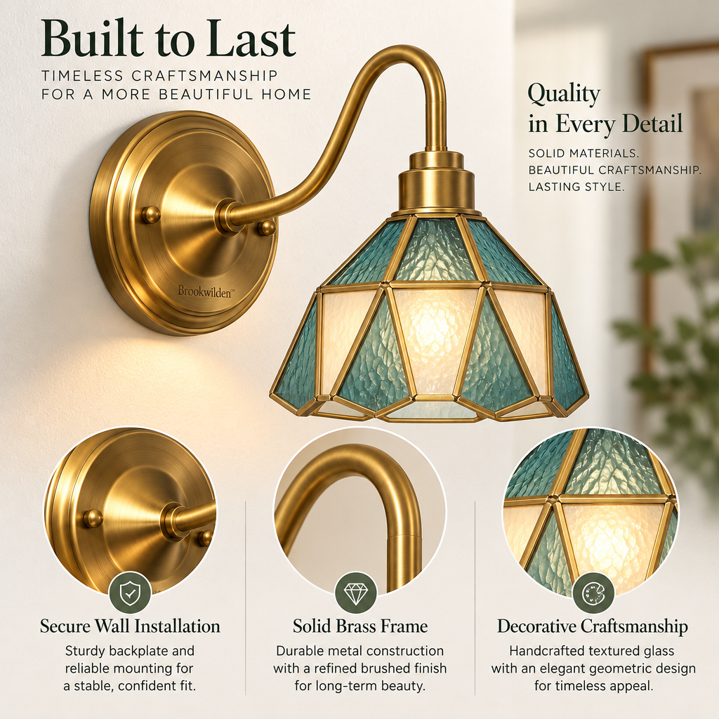 Brookwilden Teal Mosaic Lantern Wall Sconce image 4