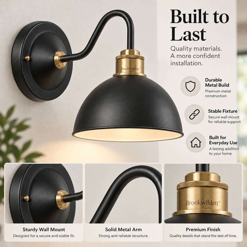 Brookwilden Matte Black Industrial Dome Wall Sconce image 4