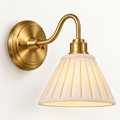Brookwilden Pleated Ivory Brass Wall Sconce image 1