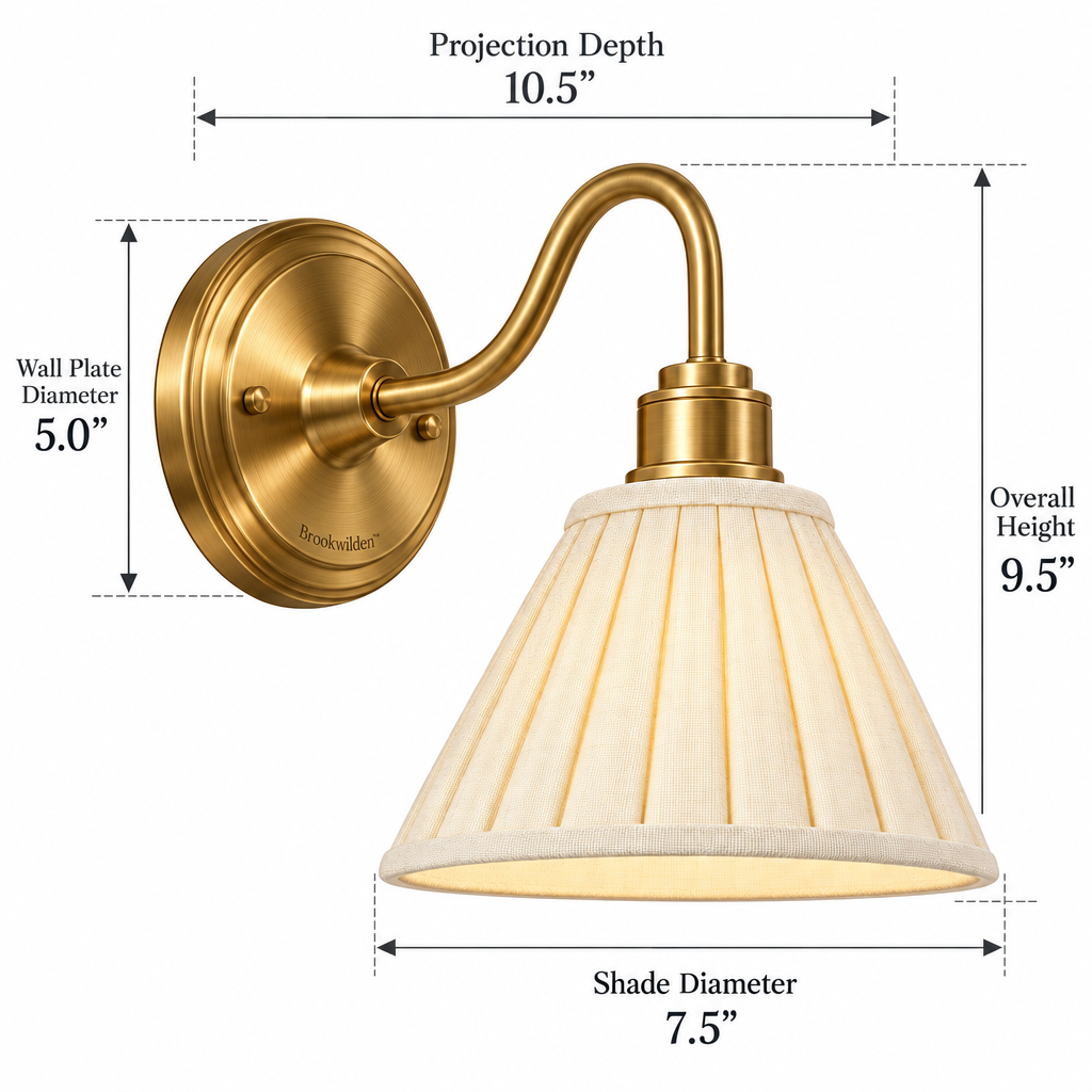 Brookwilden Pleated Ivory Brass Wall Sconce image 2