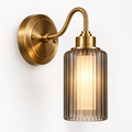 Brookwilden Ribbed Amber Glass Cylinder Wall Sconce view 1