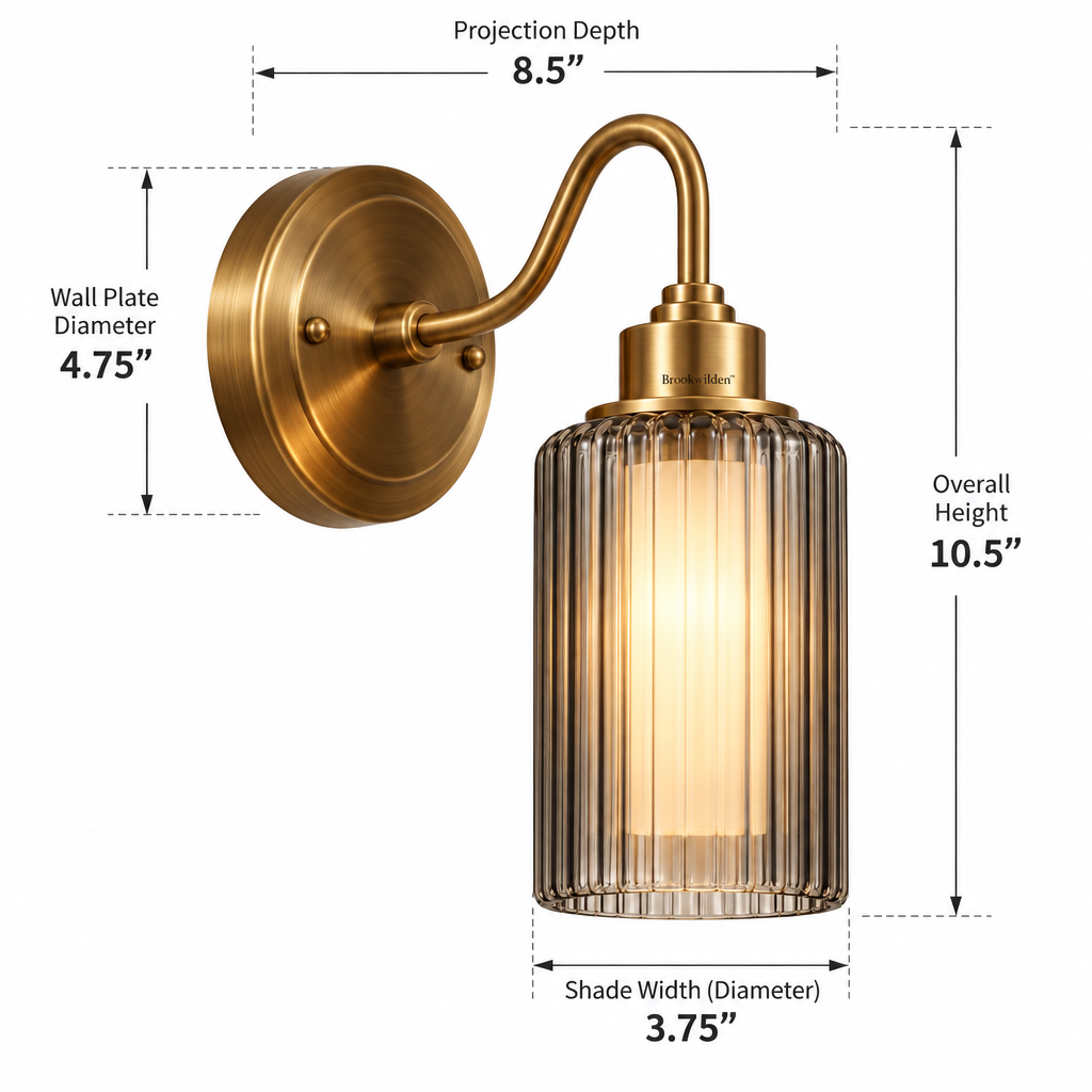 Brookwilden Ribbed Amber Glass Cylinder Wall Sconce view 2