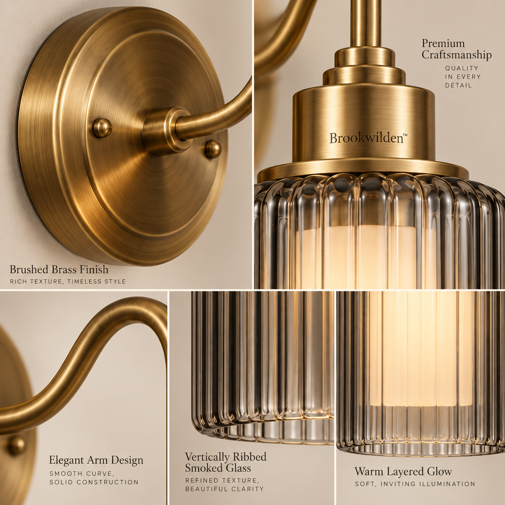 Brookwilden Ribbed Amber Glass Cylinder Wall Sconce view 3