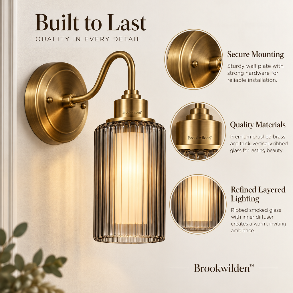 Brookwilden Ribbed Amber Glass Cylinder Wall Sconce view 4