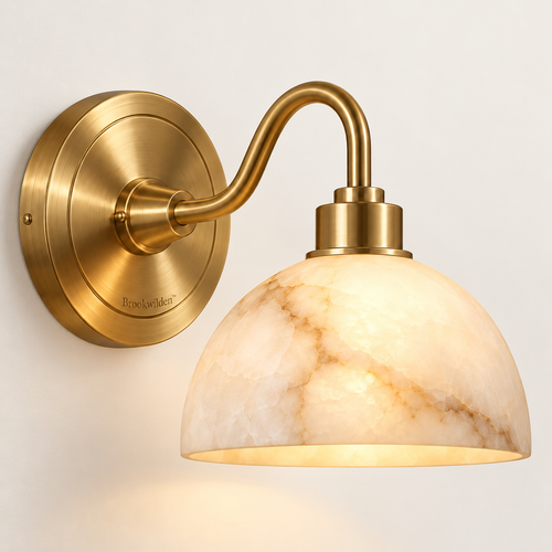 Brookwilden Alabaster Glow Dome Wall Sconce view 1