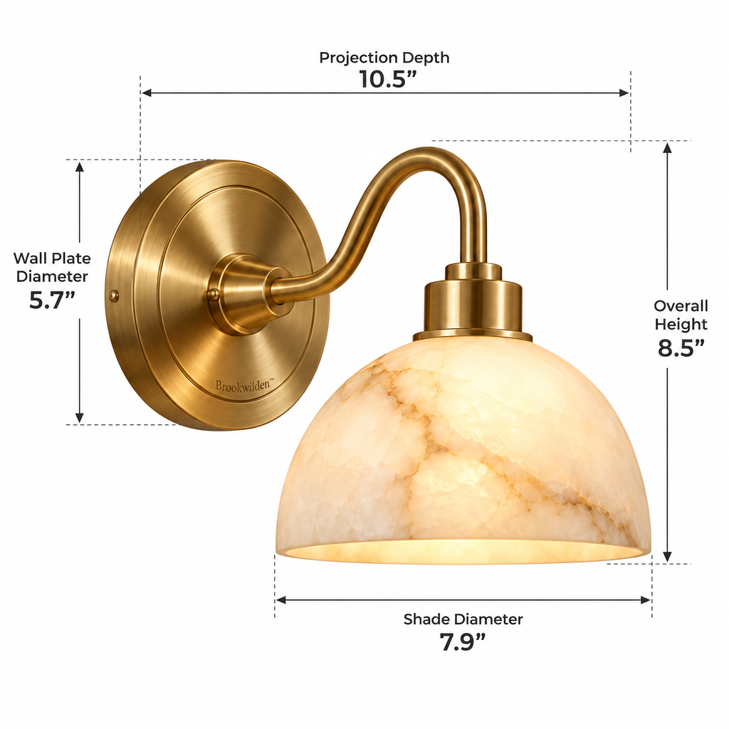Brookwilden Alabaster Glow Dome Wall Sconce view 2