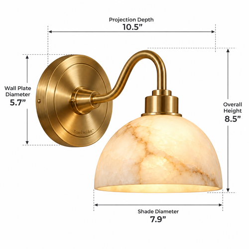 Brookwilden Alabaster Glow Dome Wall Sconce view 2