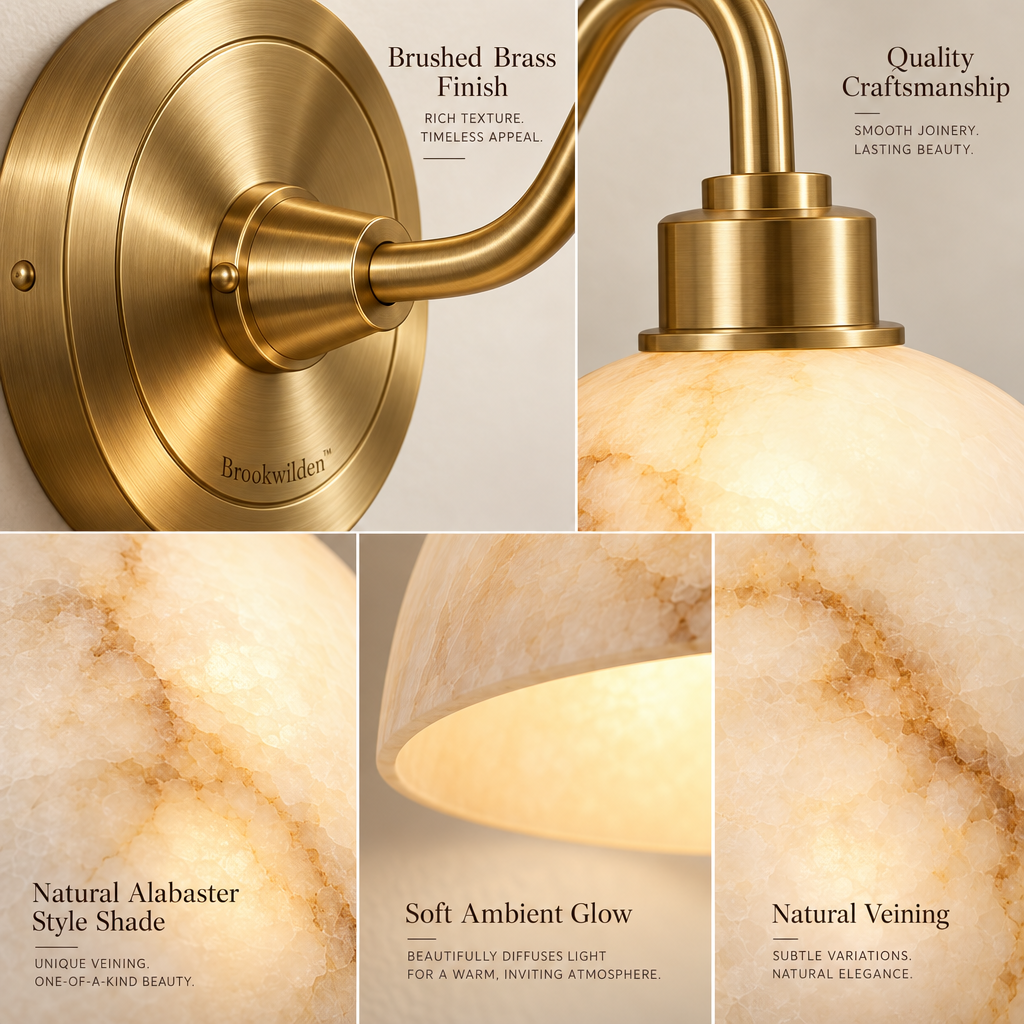 Brookwilden Alabaster Glow Dome Wall Sconce view 3