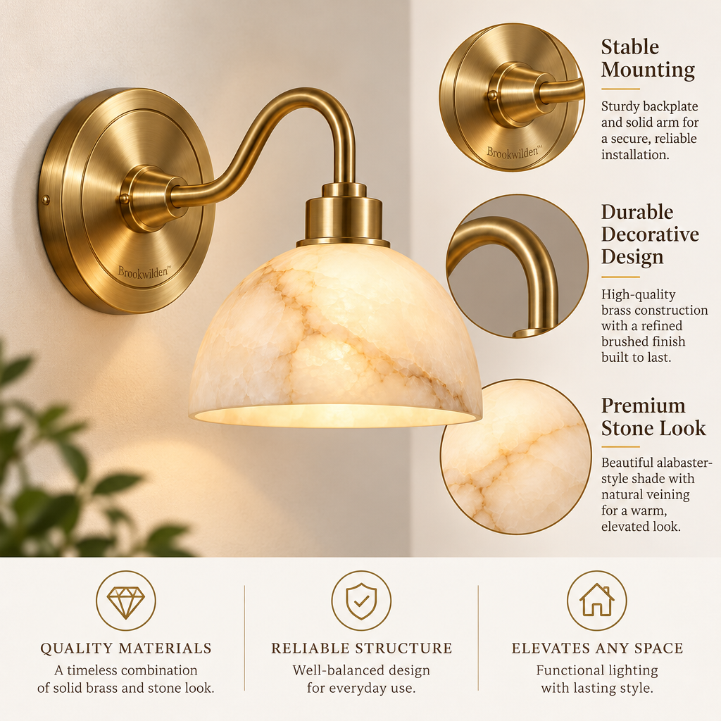 Brookwilden Alabaster Glow Dome Wall Sconce view 4