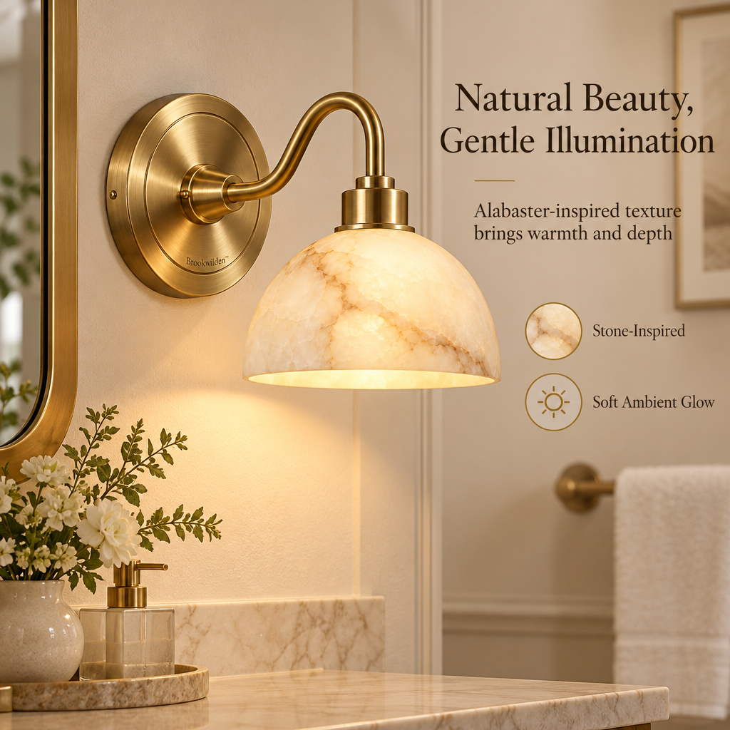 Brookwilden Alabaster Glow Dome Wall Sconce view 5