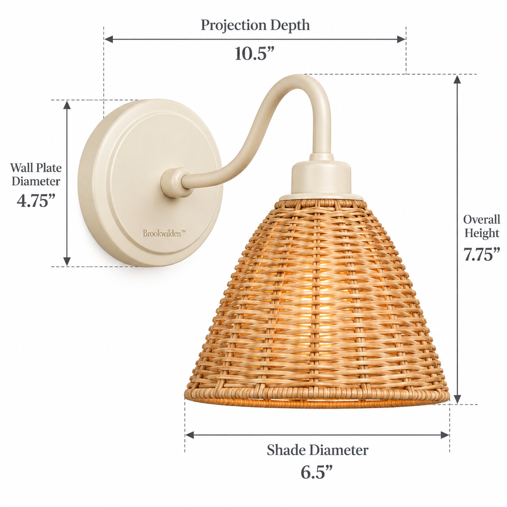 Brookwilden Natural Woven Rattan Cone Wall Sconce view 2