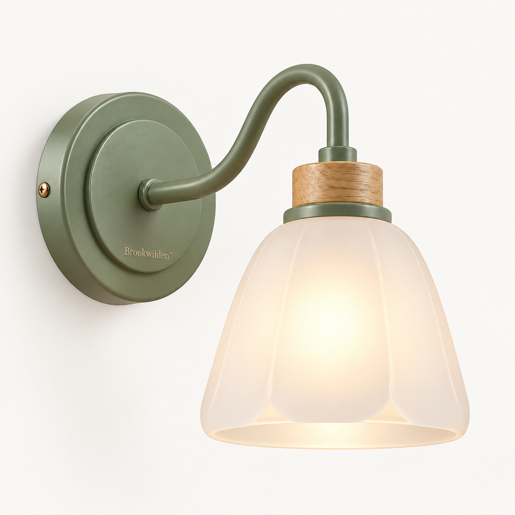 Brookwilden Sage Green Frosted Bell Wall Sconce view 1