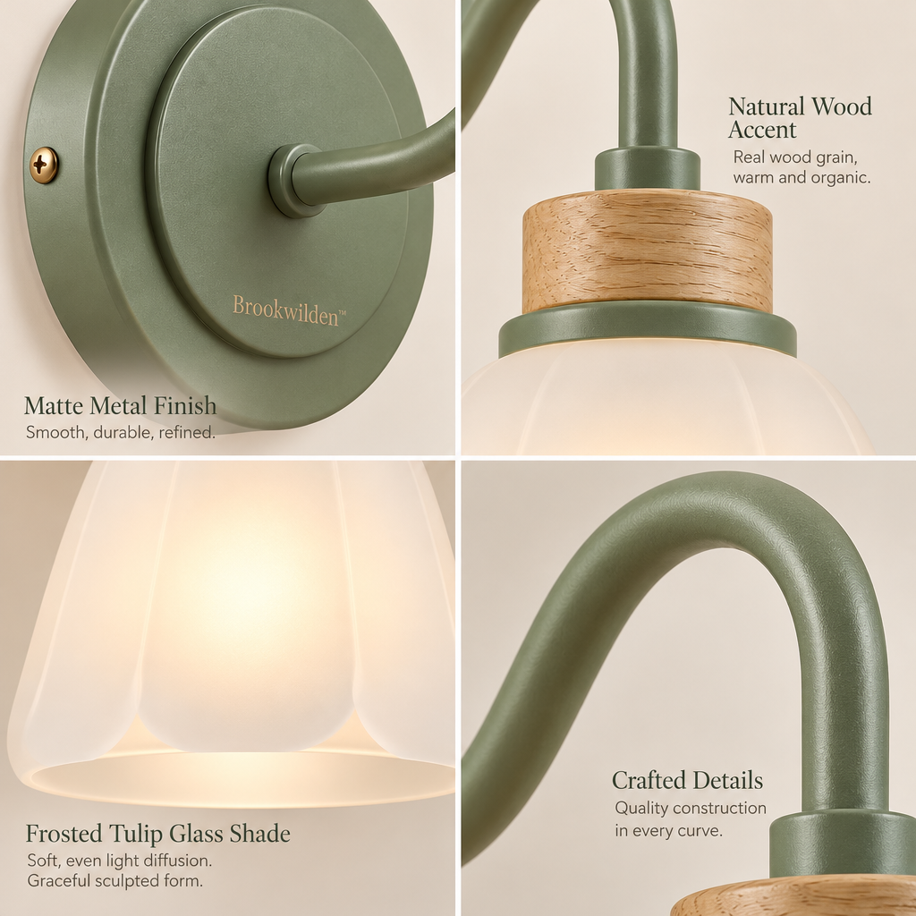 Brookwilden Sage Green Frosted Bell Wall Sconce view 3