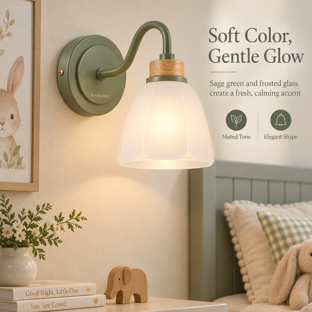 Brookwilden Sage Green Frosted Bell Wall Sconce view 5