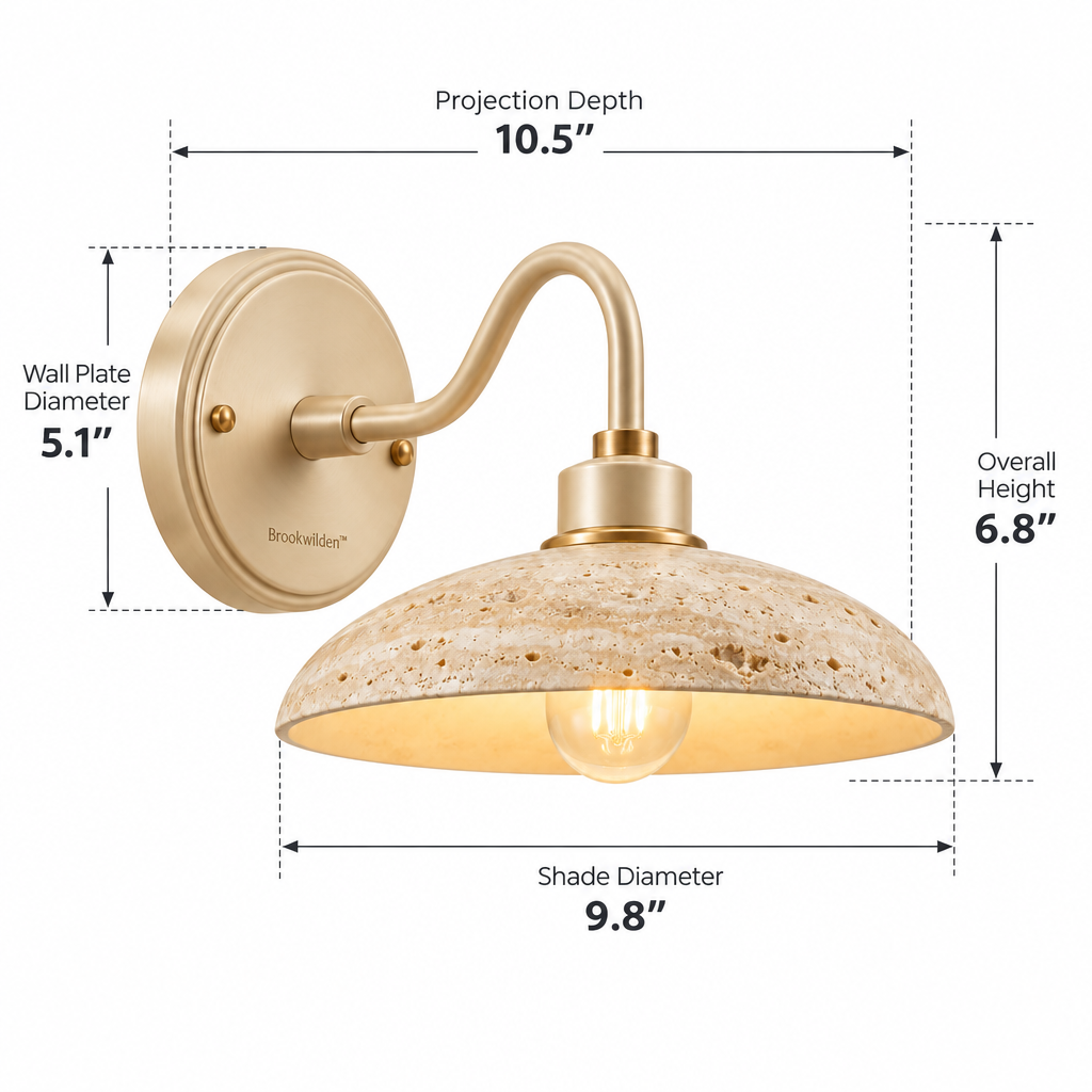 Brookwilden Travertine Disk Stone Look Wall Sconce product photograph 2
