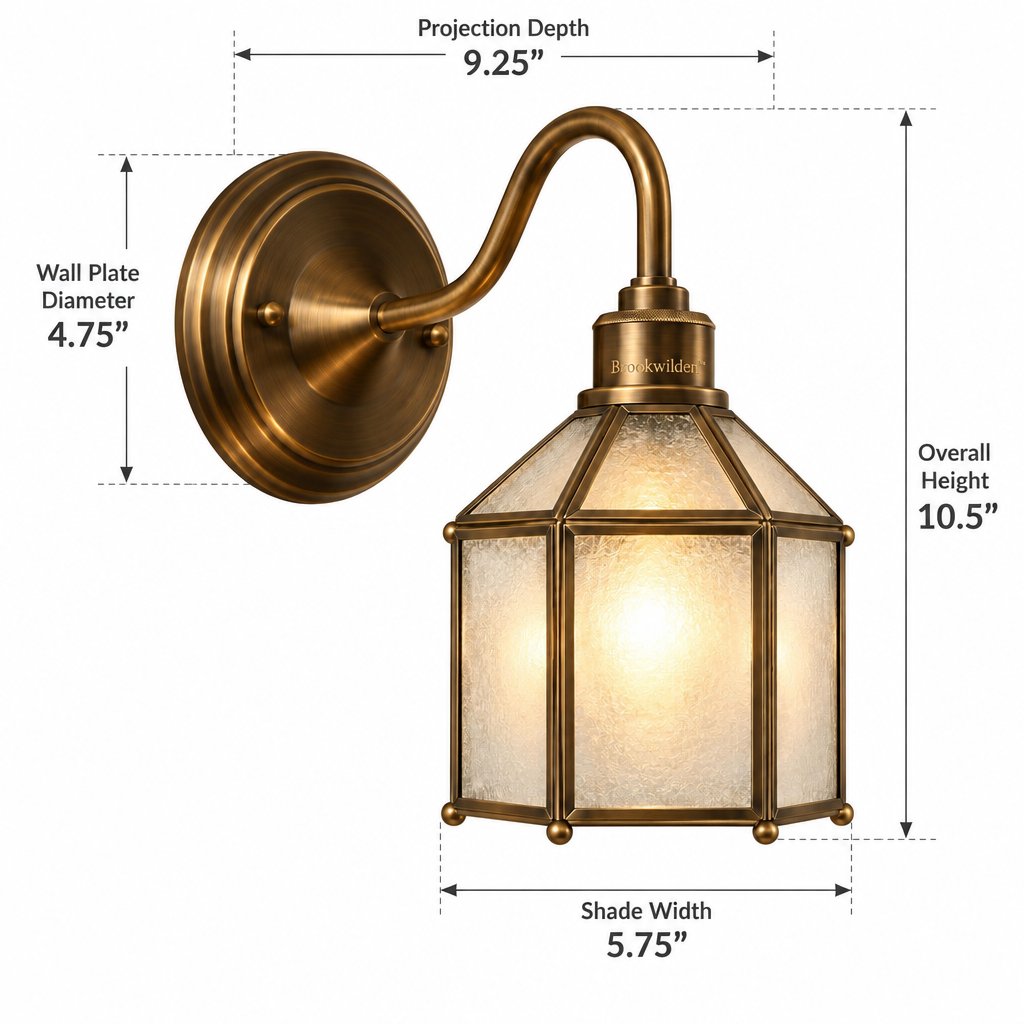 Brookwilden Heritage Brass Lantern Wall Sconce product photograph 2