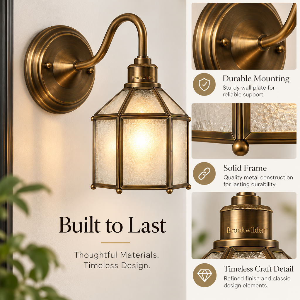 Brookwilden Heritage Brass Lantern Wall Sconce product photograph 4