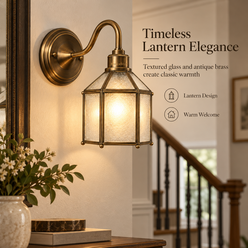 Brookwilden Heritage Brass Lantern Wall Sconce product photograph 5